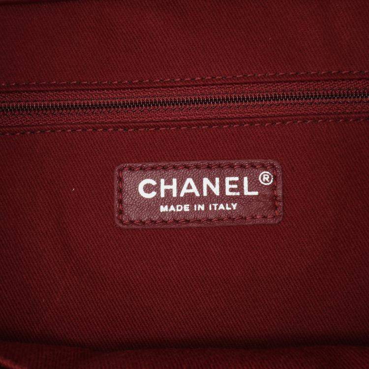 Pre Owned Chanel Burgundy Large Calfskin Coco Eyelets Shopping Tote