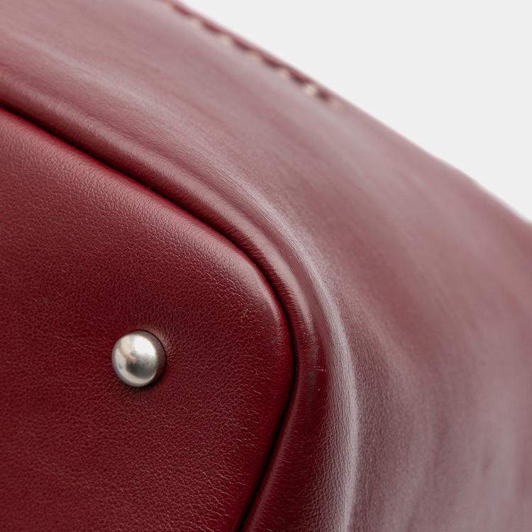 Pre Owned Chanel Burgundy Large Calfskin Coco Eyelets Shopping Tote