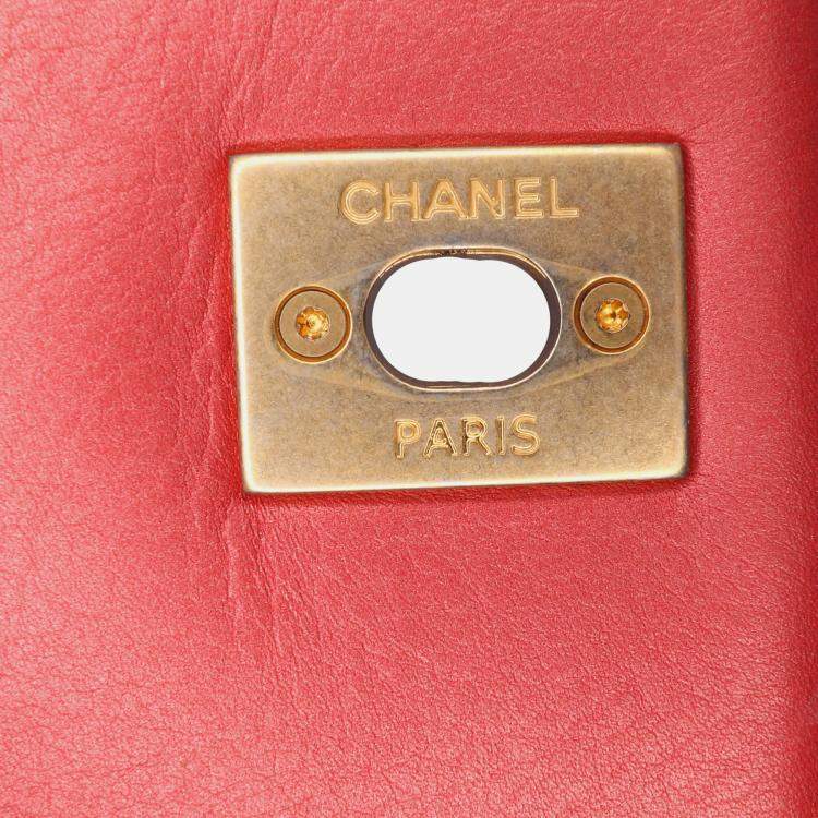Pre Owned Chanel Pink Quilted Metallic Calfskin Top Handle Flap
