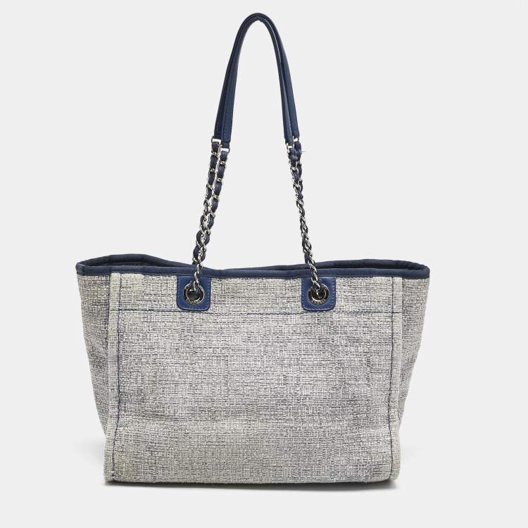 Pre Owned Chanel Blue Tweed Medium Deauville Shopper Tote
