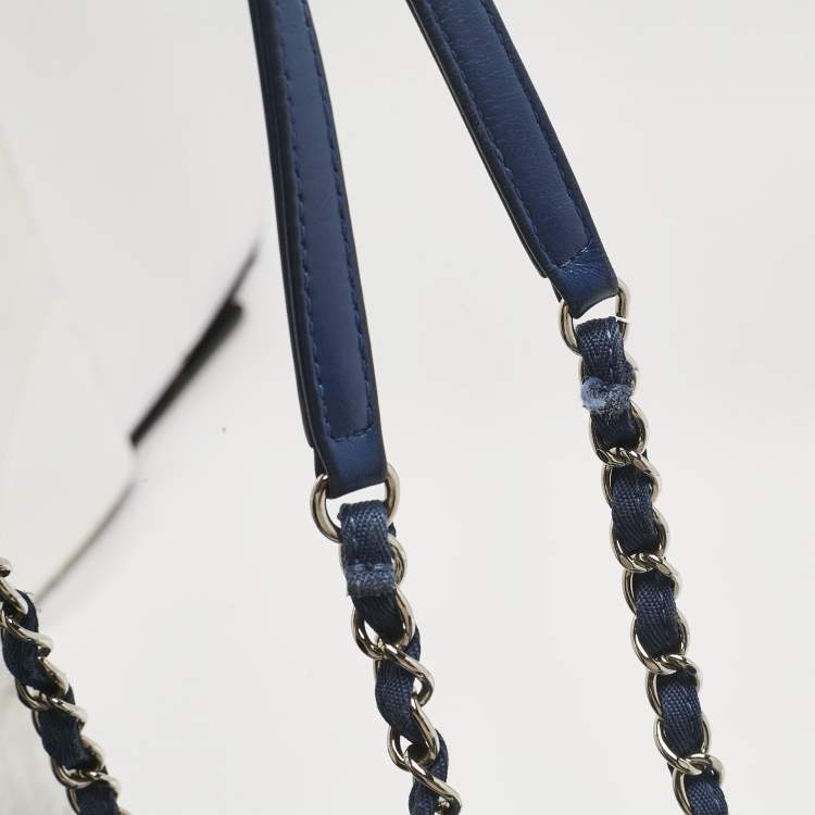 Pre Owned Chanel Blue Tweed Medium Deauville Shopper Tote