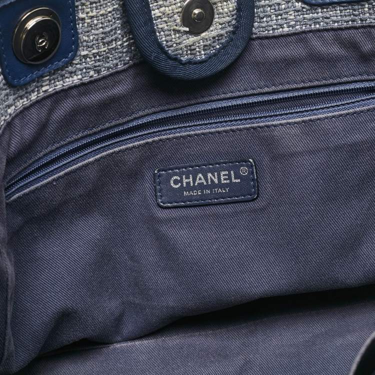 Pre Owned Chanel Blue Tweed Medium Deauville Shopper Tote