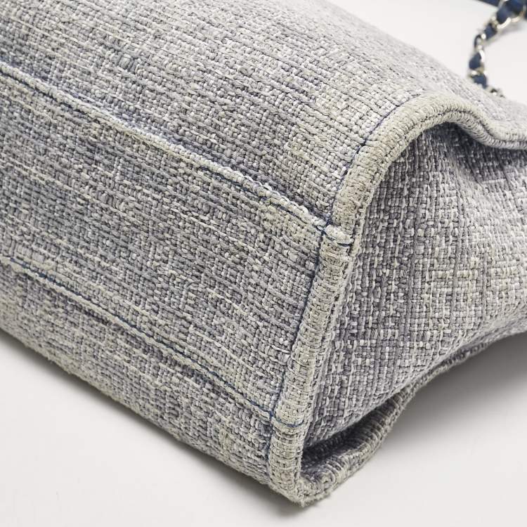 Pre Owned Chanel Blue Tweed Medium Deauville Shopper Tote