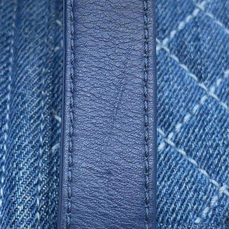 Pre Owned Chanel Blue Denim Boy Chain Mini Shoulder Bag 