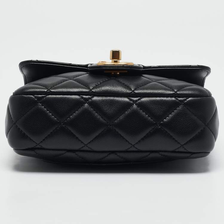 Pre Owned Chanel Black Quilted Leather Mini Classic Flap Bag