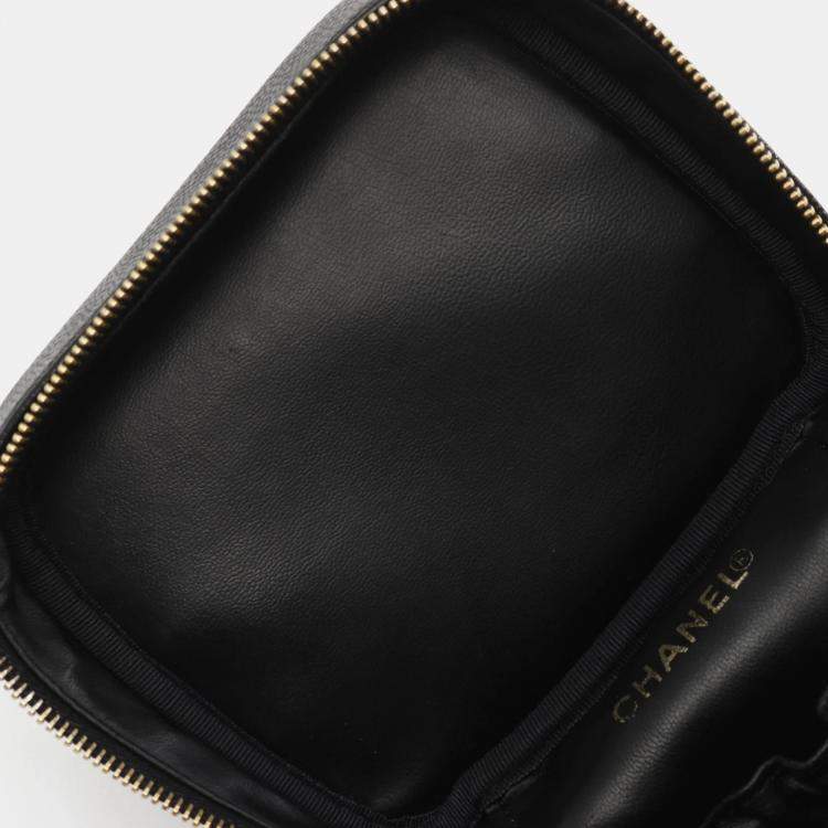 Pre Owned Chanel Black Grained Calfskin Coco Mark Vanity Handbag