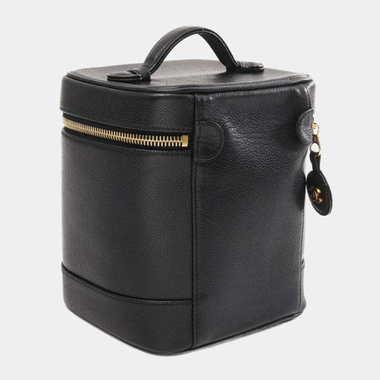Pre Owned Chanel Black Grained Calfskin Coco Mark Vanity Handbag