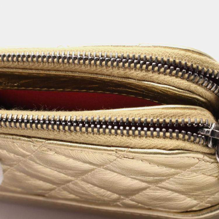 Pre Owned Chanel Gold Leather Coco Mark Matelasse Shoulder Chain Bag 