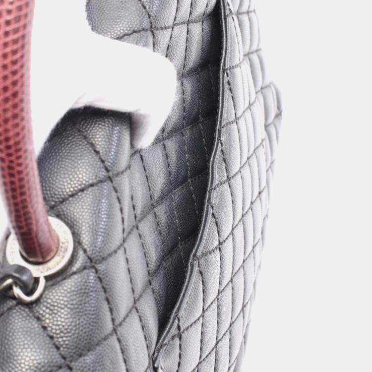 Pre Owned Chanel Caviar Leather Matelasse Coco Handle Top Handle Bag