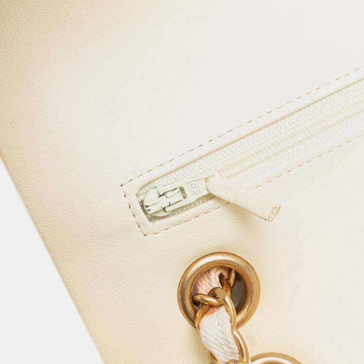 Pre Owned Chanel Brown Classic Printed Denim Floral Double Medium Flap Bag