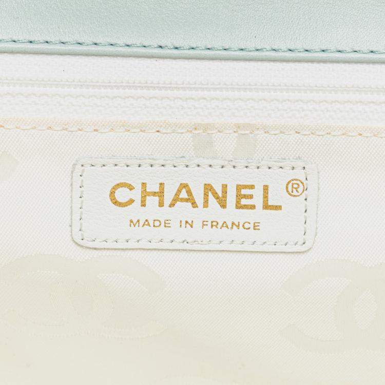 Pre Owned Chanel Blue Quilted Lambskin Wild Stitch Top Handle Bag