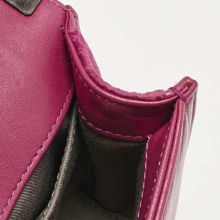 Pre Owned Chanel Fuchsia Quilted Velvet Small Boy Flap Bag