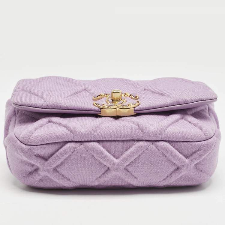 Pre Owned Chanel Lilac Quilted Jersey Fabric and Leather 19 Belt Bag