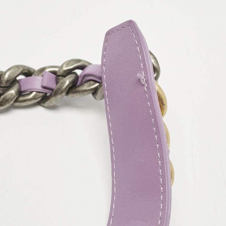 Pre Owned Chanel Lilac Quilted Jersey Fabric and Leather 19 Belt Bag