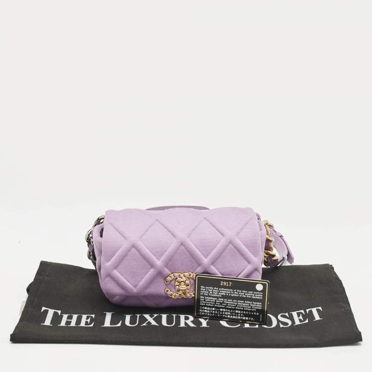 Pre Owned Chanel Lilac Quilted Jersey Fabric and Leather 19 Belt Bag
