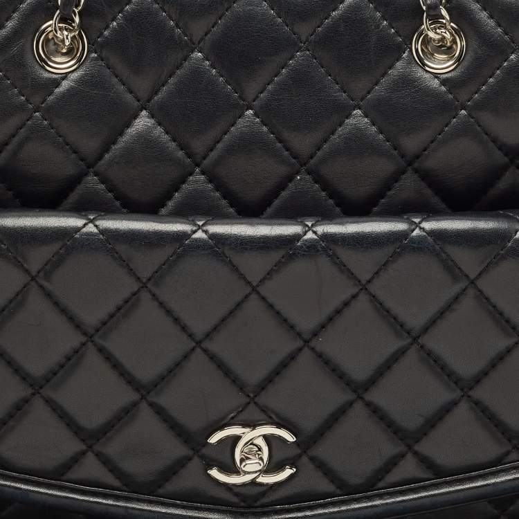 Pre Owned Chanel Black Quilted Leather Geometric Shopper Tote