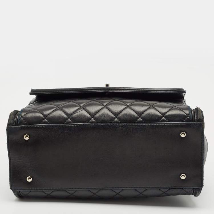 Pre Owned Chanel Black Quilted Leather Geometric Shopper Tote