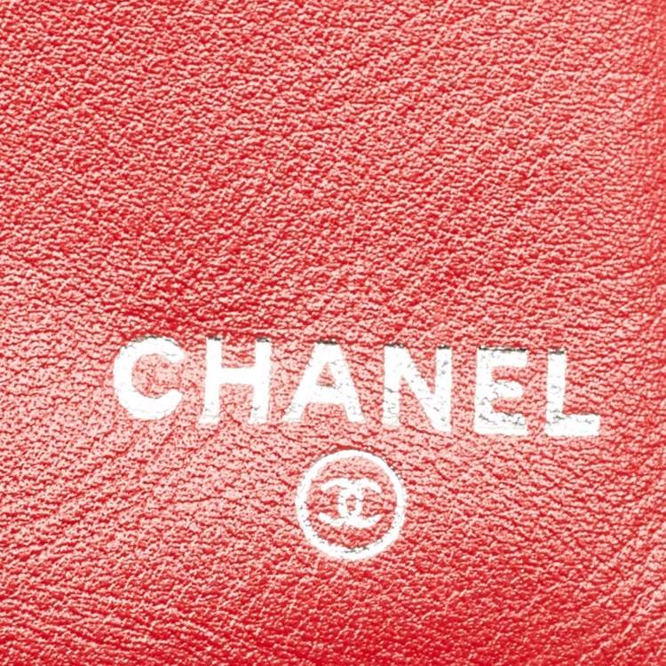 Pre Owned Chanel Red Caviar Leather CC Timeless Flap Wallet