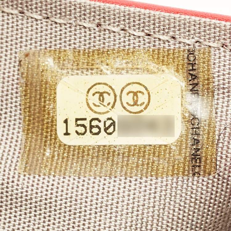 Pre Owned Chanel Red Caviar Leather CC Timeless Flap Wallet