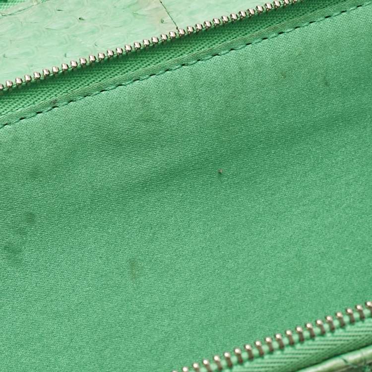 Pre Owned Chanel Green Python Mini Pocket Box Camera Case Bag