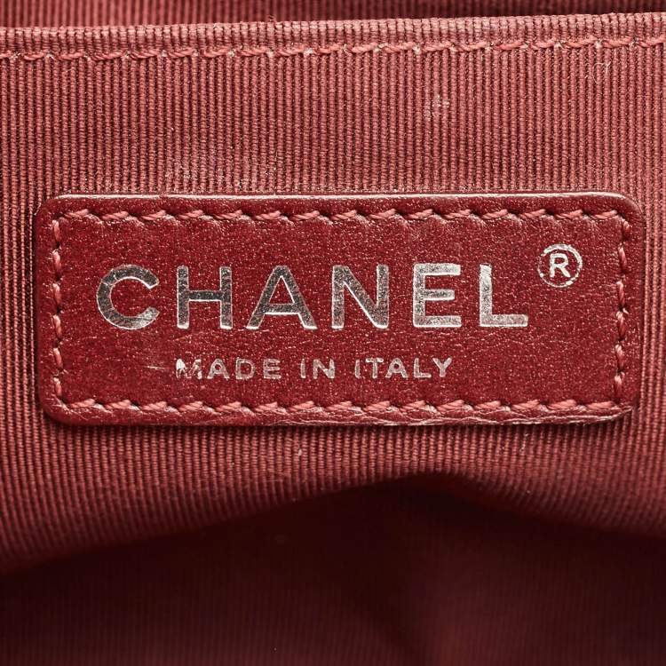 Pre Owned Chanel Red Caviar Quilted Leather Small Boy Flap Bag