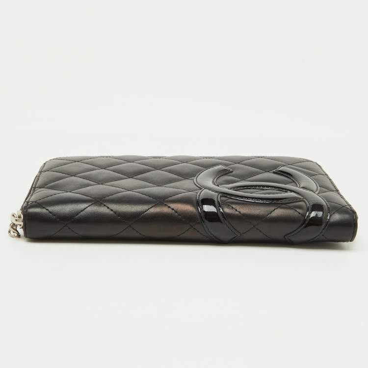 Pre Owned Chanel Black Quilted Leather CC Cambon Ligne Zip Around Organizer Wallet
