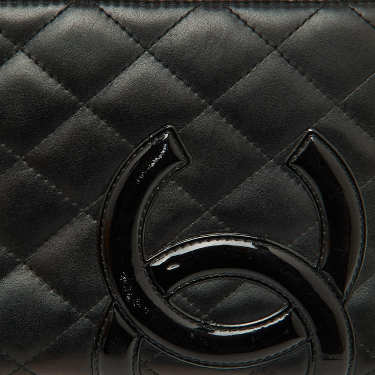 Pre Owned Chanel Black Quilted Leather CC Cambon Ligne Zip Around Organizer Wallet