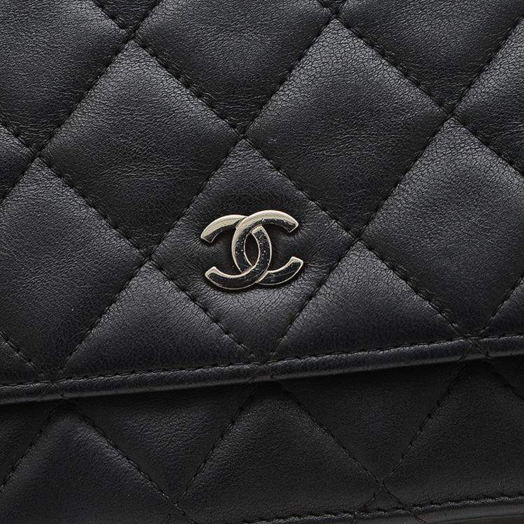 Pre Owned Chanel Black Lambskin Classic Wallet on Chain 