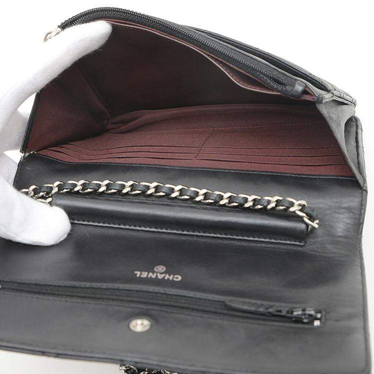 Pre Owned Chanel Black Lambskin Classic Wallet on Chain 