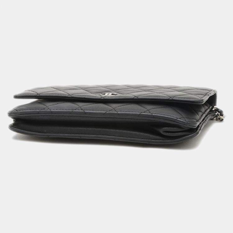 Pre Owned Chanel Black Lambskin Classic Wallet on Chain 