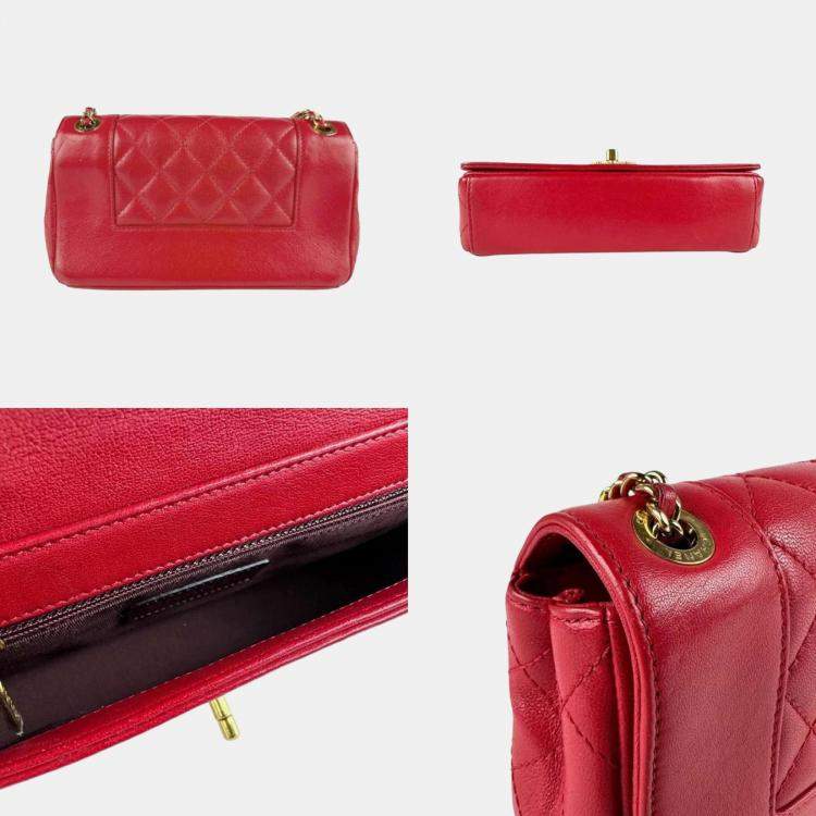 Pre Owned Chanel Red Leather Mademoiselle Vintage Shoulder Bag