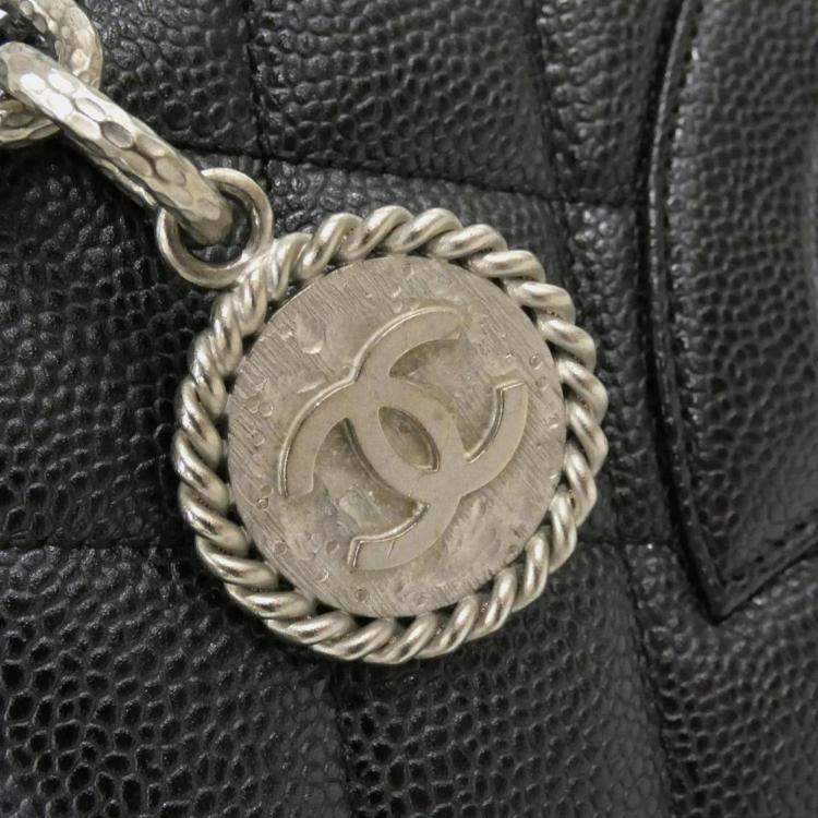 Pre Owned Chanel Black Caviar Leather Medallion Tote Bag 