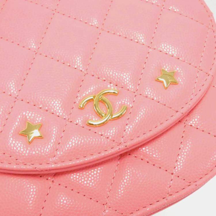 Pre Owned Chanel Pink Leather Flap Shoulder Bag