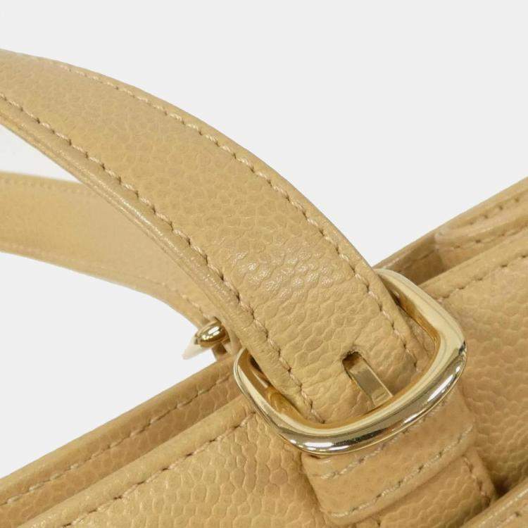 Pre Owned Chanel Leather Vintage Caviar Tote Bag