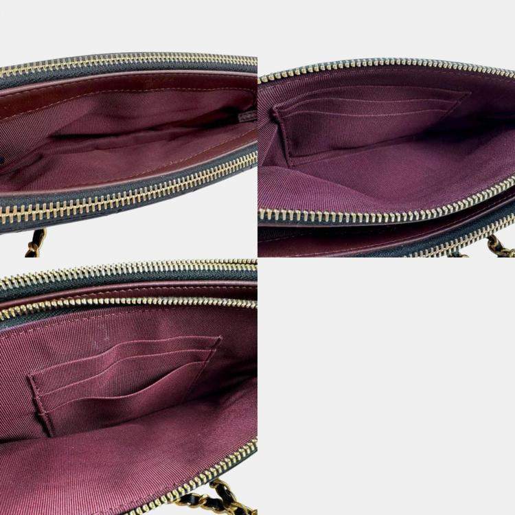 Pre Owned Chanel Black Embroidery Leather 2.55 Chain Wallet 
