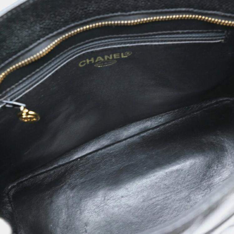 Pre Owned Chanel Black Caviar Skin Medallion Tote Bag