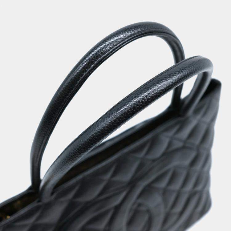 Pre Owned Chanel Black Caviar Skin Medallion Tote Bag
