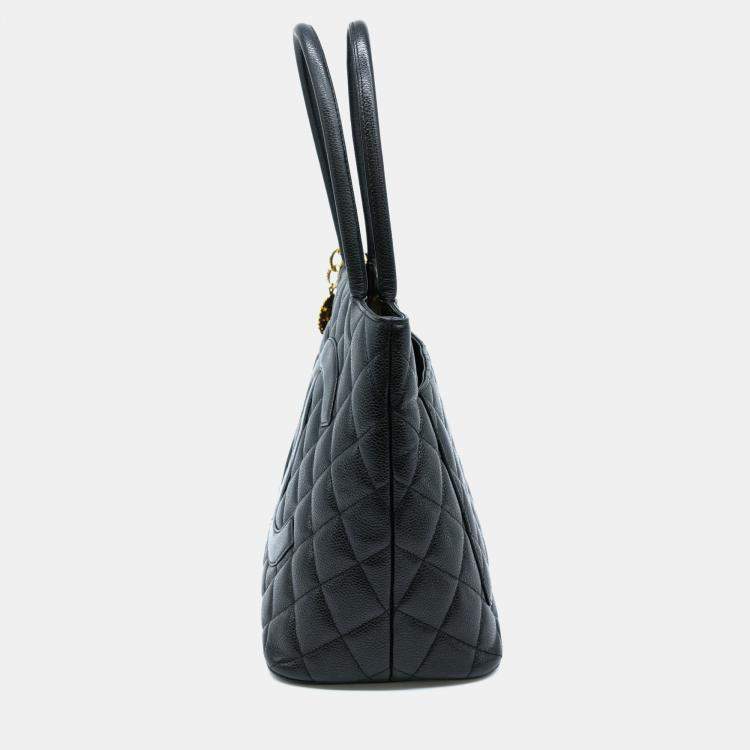 Pre Owned Chanel Black Caviar Skin Medallion Tote Bag