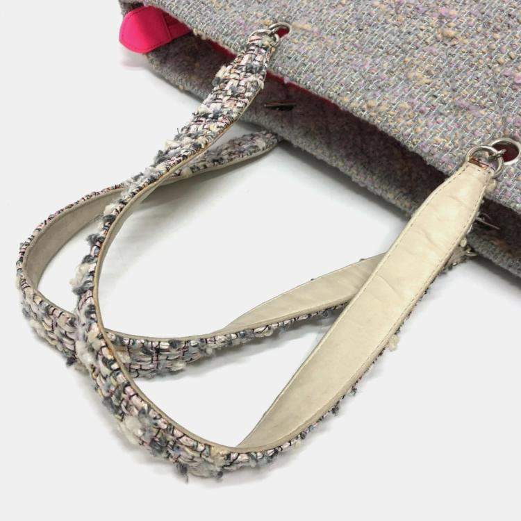 Pre Owned Chanel Grey Tweed Quilted Cambon Tote Bag