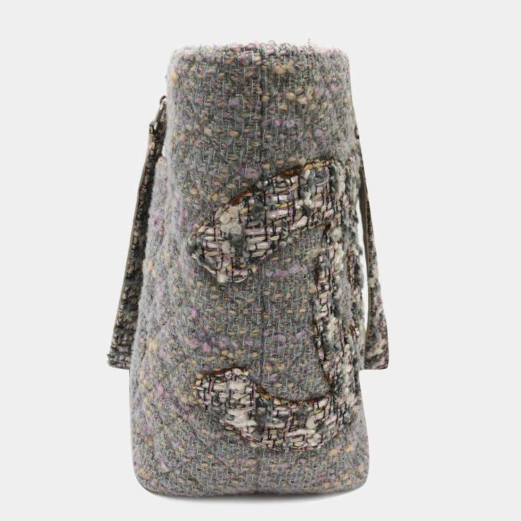 Pre Owned Chanel Grey Tweed Quilted Cambon Tote Bag