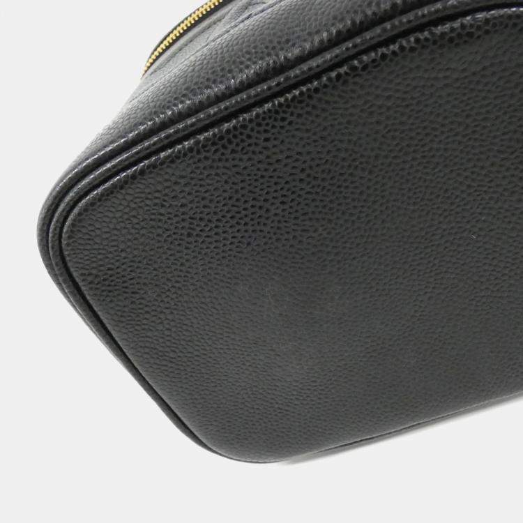 Pre Owned Chanel Black Caviar Cosmetic Vanity Bag 
