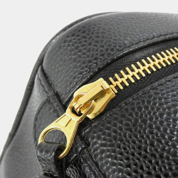 Pre Owned Chanel Black Caviar Cosmetic Vanity Bag 