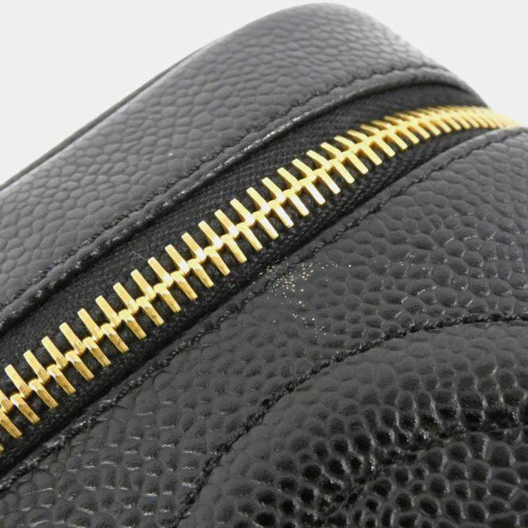 Pre Owned Chanel Black Caviar Cosmetic Vanity Bag 