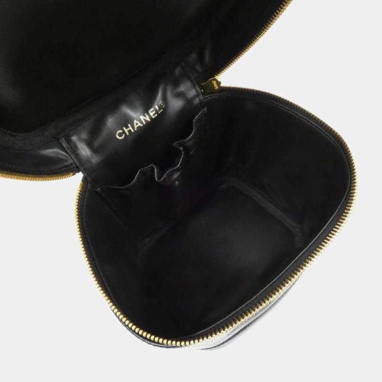 Pre Owned Chanel Black Caviar Cosmetic Vanity Bag 
