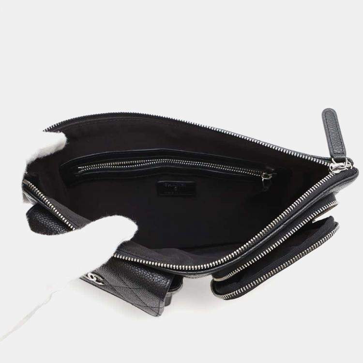 Pre Owned Chanel Black Caviar Leather Multi-Pocket Business Bag 