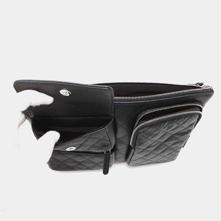 Pre Owned Chanel Black Caviar Leather Multi-Pocket Business Bag 