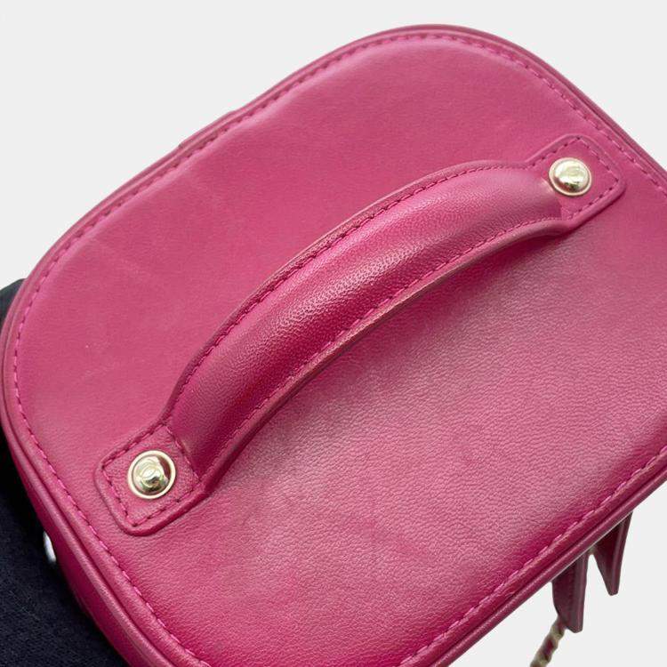 Pre Owned Chanel Lambskin CC Logo Vanity Chain Shoulder Bag 