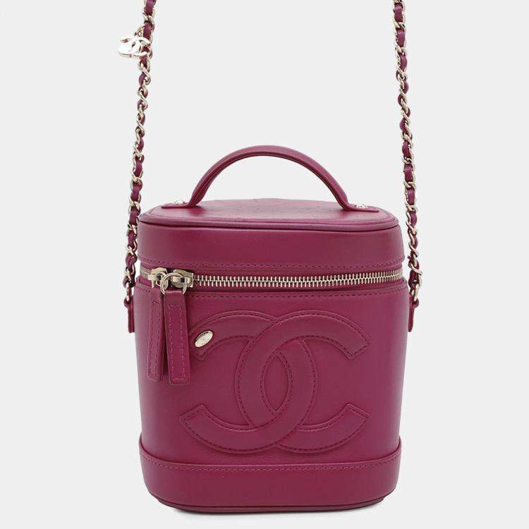 Pre Owned Chanel Lambskin CC Logo Vanity Chain Shoulder Bag 