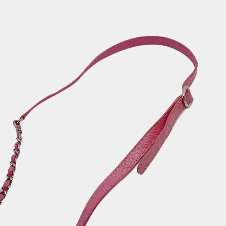 Pre Owned Chanel Pink Patent Leather Round As Earth Chain Shoulder Bag 