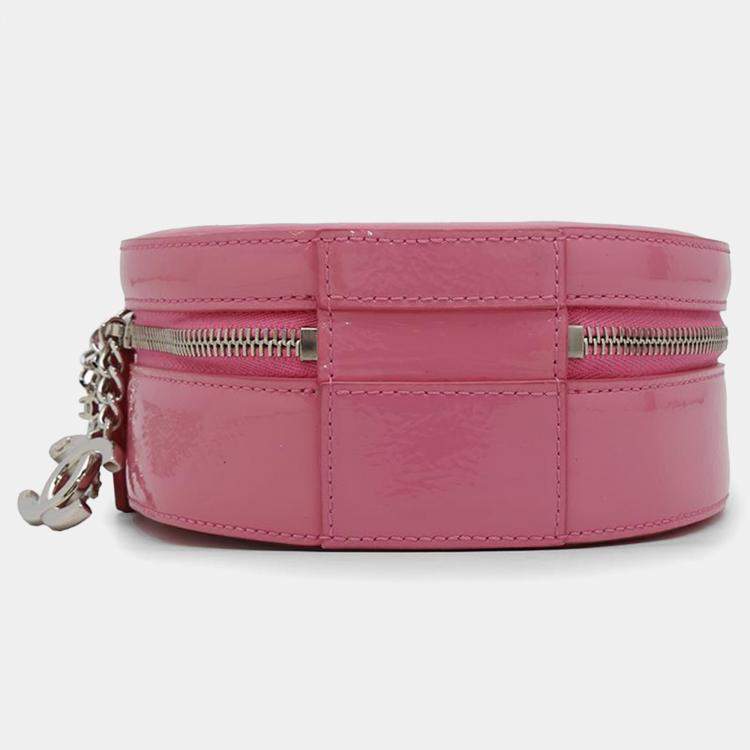 Pre Owned Chanel Pink Patent Leather Round As Earth Chain Shoulder Bag 